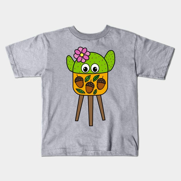 Cute Cactus Design #295: Pretty Cactus In Acorn Planter Kids T-Shirt by DreamCactus